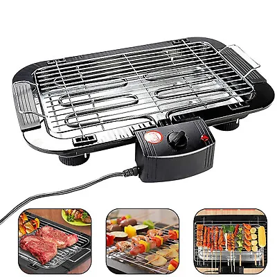 Electric Table Top Grill Griddle BBQ Hot Plate Camping Cooking Multi Temperature • £29.08
