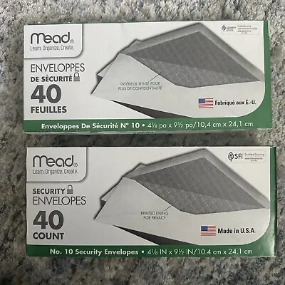 80 Mead Security Envelopes Two 40 Count Boxes 4 1/8  X 9 1/2  • $14.99
