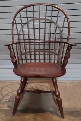 D.R. Dimes Sack Back Windsor Arm Chair Bench Made Brown Crackle Finish  • $899