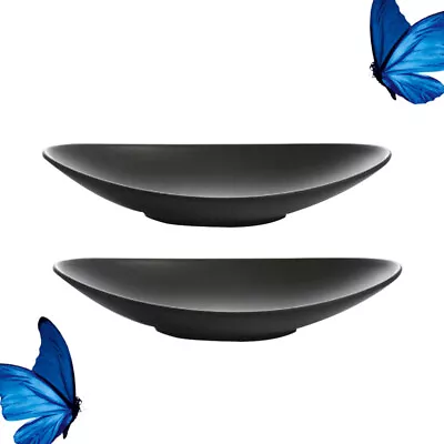  2 Pcs Seafood Plate Black Salad Plates Decorative Tray Frosted • £12.15