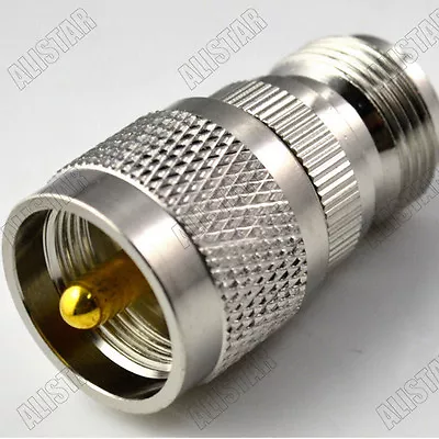 N-UHF N Female Jack To UHF PL-259 Male Plug Connector Adapter Brass Nickel PL259 • $2.38