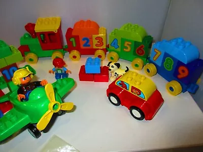 Lego DUPLO Number Train 10558 Set 2013 Complete With Dog & Boy+ Plane And Car • $29.60