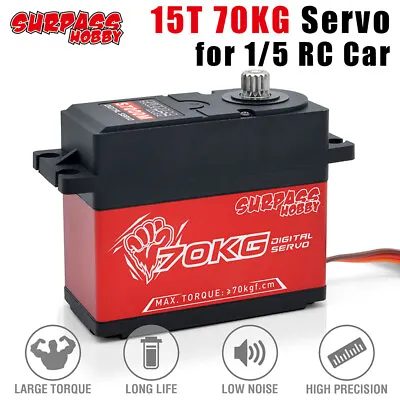 Surpass Hobby RC Steering Servo 15T 70KG Large Torque Metal Gear For 1/5 RC Car • £44.72