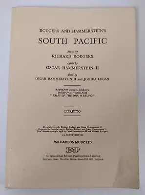 Libretto For Rodgers And Hammerstein's South Pacific Script And Song Lyrics Book • $19.97