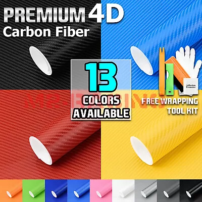 *Premium 4D Gloss Carbon Fiber Vinyl Sticker Wrap Decal Sheet Bubble Free Film • $8.88