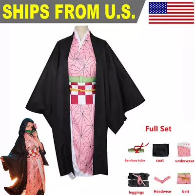 $28.99 • Buy Demon Slayer Halloween Cosplay Kimetsu No Yaiba Kamado Nezuko Costume Outfit Set
