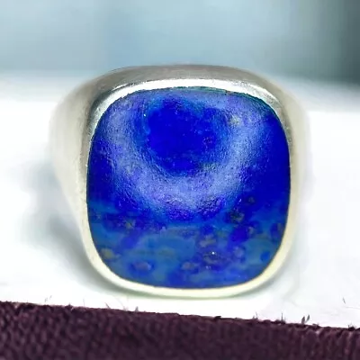 Vintage Sterling Silver Bezel Set Natural Lapis Lazuli Ring • $85