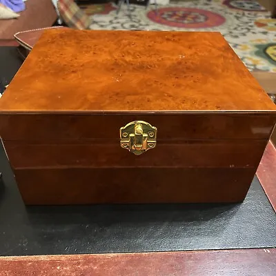 Beautiful Desktop Maple Burl Wood Large Humidor Cigar Box 10.25X12.5 Lined • $130