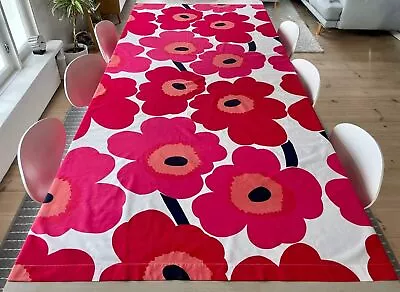 Marimekko Unikko Tablecloth Red And Pink Poppy Print Curtain Panel Finland • $123.51