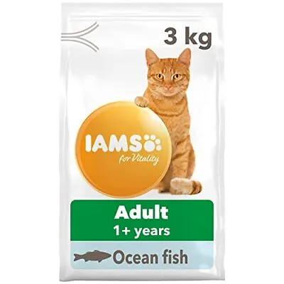 IAMS Complete Dry Cat Food For Adult 1+ Cats With Ocean Fish 3 Kg • £20.99