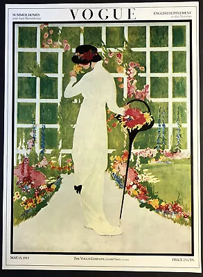 Vogue Fashion Magazine Cover Poster May 15 1913 Bride Walking In Flower Garden • $39.99
