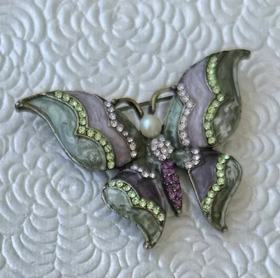 Vintage Butterfly Brooch Enamel On Metal • $12.80