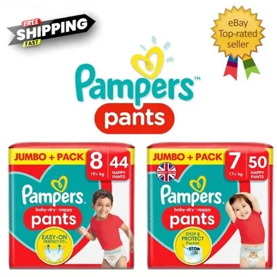 Pampers Pants Nappy Nappies Diapers Disposable Baby Dry Size 7 - 8 Jumbo + Pack • £15.99