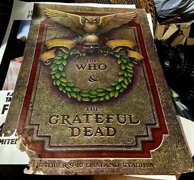 THE WHO & THE GRATEFUL DEAD - OAKLAND STADIUM - ORIGINAL POSTER! Oct 910 1976 • $250