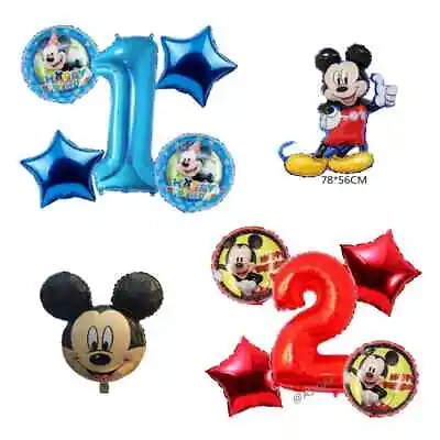 Mickey Mouse Mouse Film Balloons + Number To 1-3 Boys Kids Birthday Party • £3.06