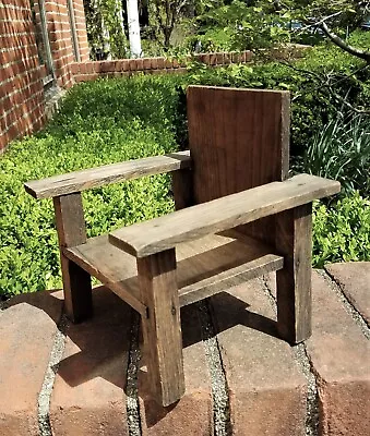 Vintage American Oak Era Mission Style Miniature Arm Chair Doll Custom Hand Made • $79