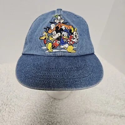 VTG Disney Hat Cap Mickey Goofy Donald Duck Minnie Pluto Demin Blue Cap Hat • $15.99