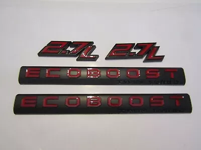 2pcs New 2.7  2.7 Ecoboost Twin Turbo 15  Emblems Badge Set  Blk Red • $31.99