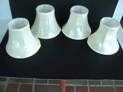 Mini Lampshade Set 4 Cream Small Chandelier Silk Bell Shaped Lamp Shade Clip-on • $18