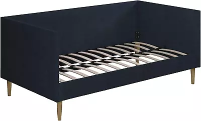 Franklin Mid Century Upholstered Daybed Sofa Bed Twin Size Frame Blue Linen • $367.99