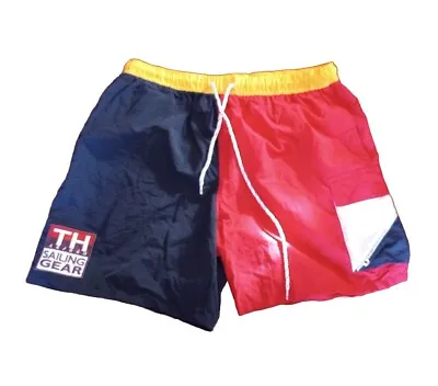 Tommy Hilfiger Swim Trunks Vtg 90's Men's Sz LG Sailing Gear Red White Blue Y2K • $26.90