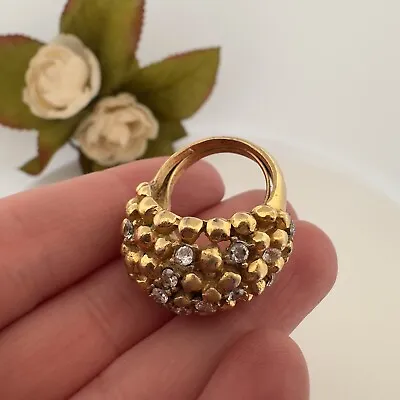 Rare Vintage ~ Crown Trifari ~ Chunky Gold Statement Cocktail Ring Size 7 ~ Dome • $79