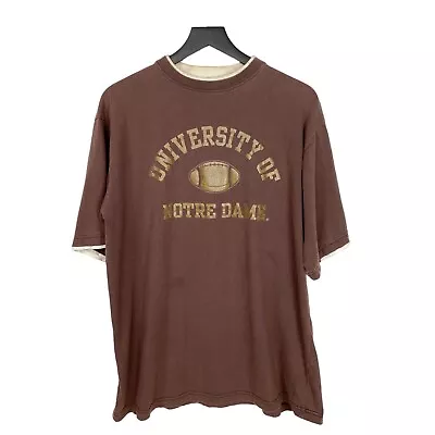 Vintage Notre Dame Football Mens T Shirt Layered Look Brown Logo Size Large Tall • $49.99