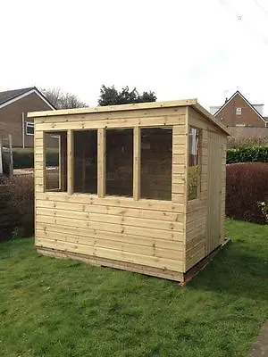 10x8 SUN PENT POTTING SHED T&G TANALISED WOODEN GREENHOUSE SUMMERHOUSE   • £1305