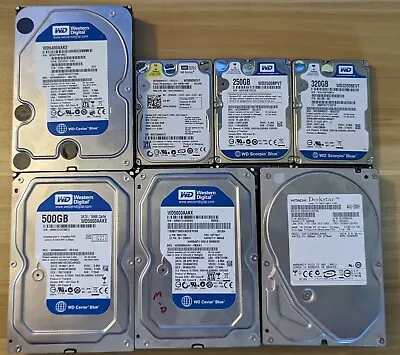 7 Assorted SATA Drives - 3.5  (3 X 500G 1 X 640G) - 2.5  (80G 250G And 320G) • $40