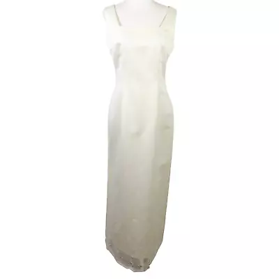 Vintage 90s Harlow Nites Cream Satin Maxi Dress Formal Gown 6 • $45