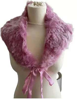 Codello Real Rabbit Fur Collar Scarf To Wear On Dress Or Coat New Pink • $22