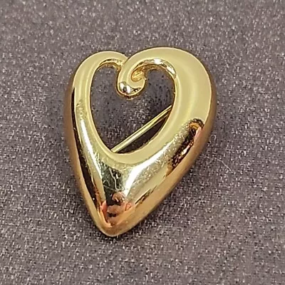 Vintage Monet Gold Tone Heart Brooch Pin Signed • $11.95