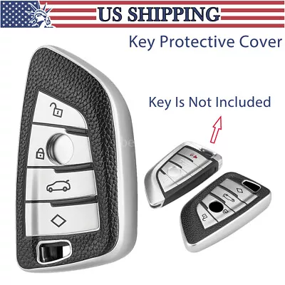For BMW X1 X3 X5 X6 X7 5 7 Series Silver TPU Leather Key Shell Fob Case Cover • $8.59