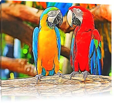 Love Parrot Couple Canvas Picture Wall Decoration Art Print • £18.07