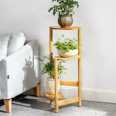 £23.91 • Buy Rustic Art Corner Wooden Plant Stand Ladder Flower Pot Display Rack Thicken Tray