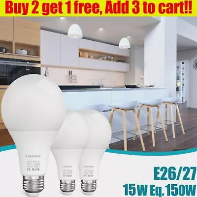 15W Equivalent 150W LED Light Bulbs Energy Saving White 6500k E26&E27 In/Outdoor • $9.95