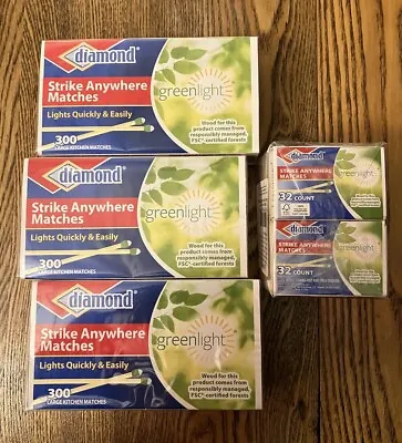 (4 Boxes) (300 & 32 Per Box) Greenlight Diamond Strike Anywhere Matches New • $22.99