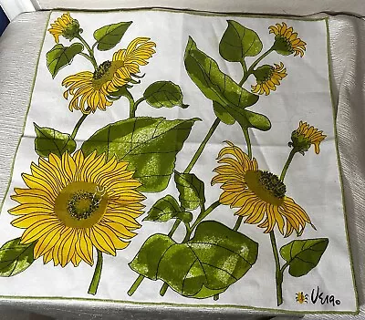 Vintage Vera Neumann 16” Sunflower Cloth Square Napkin Ladybug Handkerchief • $12