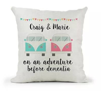 Personalised Cushion Cover Gift Campervan Wedding/Leaving Gift. Adventure/Family • £18.99