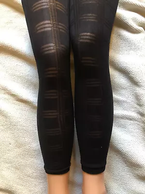 £5.99 • Buy Black Check Footless Tights Pantyhose Opaque Woven Design