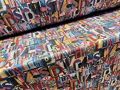 Soft Handle Single Jersey Fabric Per Metre - Funky Alphabet Print - Multicolour • £7.99
