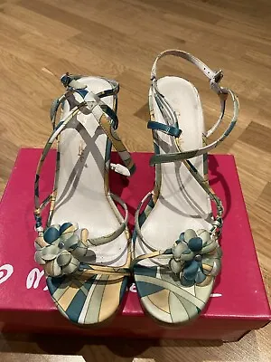 £15 • Buy Green Floral Print Strappy Wedges - Miss Selfridge - Size 5 - Great Condition