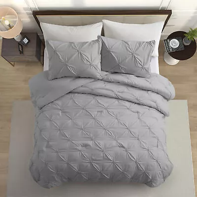 3 Piece Pinch Pleat Bed Blanket Down Alternative Comforter Sets All Season • $50.99