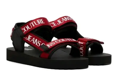 NEW Mens Versace Jeans Couture Beach Strappy Sport Sandals Black/Red Sz 41/ US 8 • $99.99