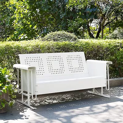 White Metal Patio Glider 3 Seat Sofa Home Outdoor Furniture Garden • $579