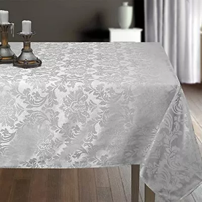 Solid Color Damask Jacquard Woven Tablecloth And Napkin 60  X 84  Rectangle Sil • $38.61