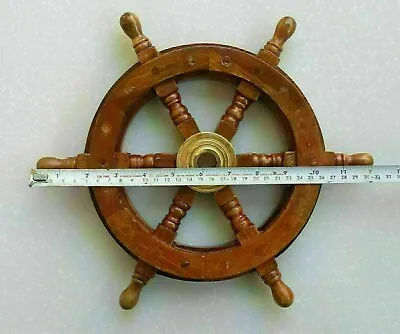 £34.91 • Buy 12 Brass Nautical Wooden Ship Steering Wheel Pirate Décor Wood Fishing Wall Boat