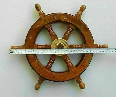 £34.91 • Buy 12 Brass Nautical Wooden Ship Steering Wheel Pirate Décor Wood Fishing Wall Boat