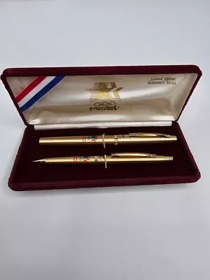 Vintage Pentel Excalibur Pen Pencil Set 1984 LA Olympics Velvet Case Advertising • $22.99