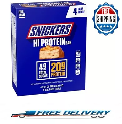 SNICKERS HI PROTEIN BAR ORIGINAL 4CT Free Shipping • $10.99